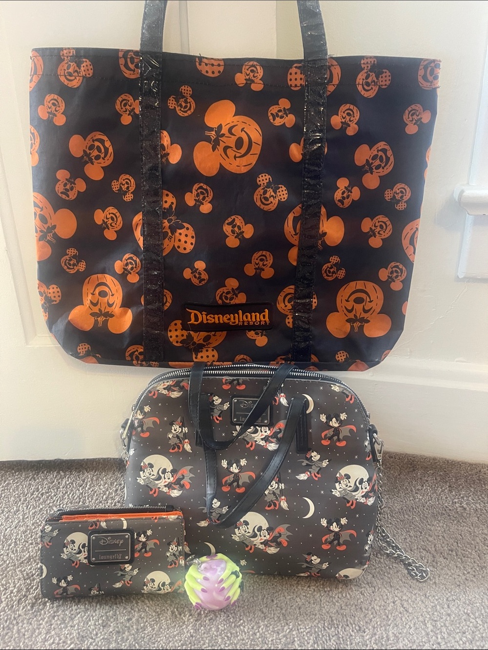 Disney Black and Orange Halloween Mickey Tote, Satchel & Wallet Set